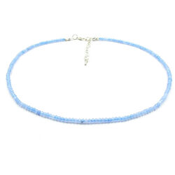 BAILYSBEADS behandelt hellblau Saphir-Kette Halskette Collier facettiert NL158