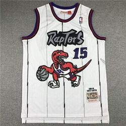 Klassisch Vince Carter #15 Toronto Raptors Basketball Trikot Genäht Weiß