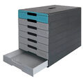 DURABLE Schubladenbox IDEALBOX PLUS  grau/blau 776306, DIN C4 mit 7...