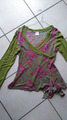 Jersey Bluse, Shirt, Oberteil  Gr. 38  grün/pink