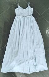 Vila Damen Kleid Maxikleid Abendkleid Trägerkleid Spitze lang hellblau Gr.38