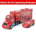 2Stück Disney Pixar Cars 2 Nr.95 Lighting McQueen Container LKW+Spielzeugauto