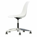 Vitra Eames Plastic Side Chair Esszimmerstuhl PSCC poliert weiß weiche Rollen