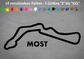 MOST Rennstrecke Sticker Tschechien Racingtrack Umriss Layout 18 Farben 5 Größen