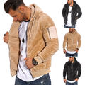 Herren Teddy-Fell Sweatjacke Sweatshirt weicher Hoodie mit Kapuze NEU