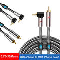 Cinch RCA Buchse auf Cinch RCA Winkel-Stecker Adapter Kabel 0.75 - 30 Metres