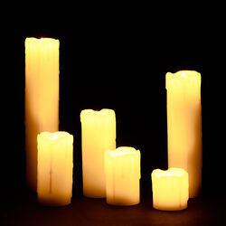 LED Kerzen Set 6er Echtwachs Elektrokerzen Weihnachtskerzen flammenlos flackernd