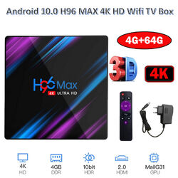 H96 Max Smart TV BOX 4GB+64GB Android 10.0 4-Core WIFI Netzwerk Media Player 4K