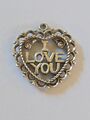 Sterlingsilber ~ ""I LOVE YOU"" Herz Charm ~ SEHR SCHÖNES DETAIL! VINTAGE!