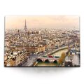 120x80cm Wandbild auf Leinwand Paris von Oben Eiffelturm Frankreich Fluss Altsta