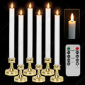 6x LED Stabkerzen "Flamme"  LED Kerzen mit Timer Fernbedienung & Kerzenständer