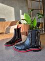 **Christian Louboutin** Black Leather Chelsea Spike Notting Hill Boots Sz 39