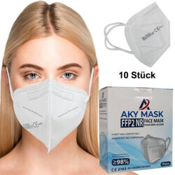 10/100 Stück FFP2 Maske Mundschutz Atem Schutzmaske Gesichtsmaske 5lagig CE 2163