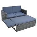 Gartenmöbel Polyrattan Sitzgruppe Lounge Gartensofa Essgruppe Set Anthrazit-Grau