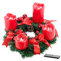 Britesta Adventskranz, rot, 4 rote LED-Kerzen mit bewegter Flamme