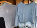 Hellblaues Shirt mit Pailletten + Spitze Marke MADE IN ITALY Und Glanzshirt