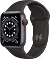 Apple Watch Series 6 40 mm Aluminiumgehäuse space grau am Sportarmband schwarz [