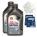 2 Liter Original Shell Helix Ultra Motoröl 5W40 inkl. Trichter + Anhänger
