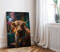 Kuh Cow Wandkunst  Leinwand - Wandbild Tiergemälde Home Decor Druck Bild