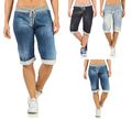 Bermuda Shorts Damen Jeans-Optik knielang Jogginghose Sweatshorts mit Taschen