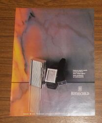 Seltene Werbung vintage ROTHSCHILD PLATINUM QUARTZ WATCH Uhr Feuerzeug 1985