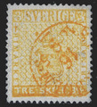 Treskilling yellow used 1855 Sweden Stamp Sverige 1 Sello Suecia Liderstamps