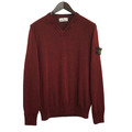 Herren Stone Island Pullover burgunderrot Wolle Made in Italy V-Ausschnitt Größe L XAB742