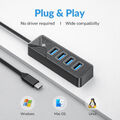 USB 3.0 HUB Verteiler Splitter Adapter Super Speed Datenhub 4 Port USB A USB C