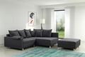 Modernes Sofa Couch Ecksofa Eckcouch in schwarz Eckcouch mit Hocker  - Minsk R