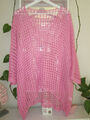 M L  XL 38 40 42 44 Italy Netz Loch Tunika Poncho Pullover Ibiza Boho pink rosa