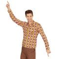 Tailliertes Diskohemd für Männer Rosa-Gelb S-M 48-50 zum 70s Party Retro Outfit