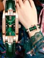 Armbanduhr Modeschmuck Uhren Damen Mädchen Grün Strass Rechteckig Geschenk Neu