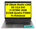 HP ZBook Studio x360 G5 15,6"  i7-9750H 16GB 512GB P2000 Pc Convertible Notebook