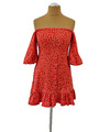 ASOS 100% Baumwolle romantisches Kleid Blumen Muster Carmen-Ausschnitt rot Gr.38