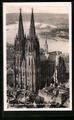 Der Kölner Dom, Fliegeraufnahme von Südwest, Ansichtskarte 