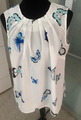 Ambria Damen Bluse Größe 42,ohne Ärmel,Sommer, Farbe: Weiß/Blau,  Polyester
