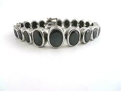 Elegantes schweres Armband aus 925 Silber - Silberarmband  - vermutlich Onyx