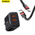 Baseus USB C 30W Ladegerät 3 Ports Netzteil PD Schnell Ladekabel für iPhone 15