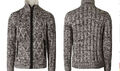 Herren Strickjacke mit Stehkragen Meliert mit Reisverschluss Gr M