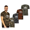 Alpha Industries Herren T-Shirt Basic Camo schwarz grün orange camou Baumwolle