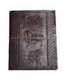 A-Minus-Ware XXL Gäste- Notiz- Skizzen- Lederbuch Handmade Indien Elefant Pferd