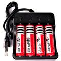 4 x HY 3000 mAh 3,7 V / je 28 g Lithium Ionen Akku und 4 fach Ladegerät