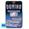 TACTIC Domino Gesellschaftsspiel 55 Bunte Steine Metall Case Vollständig B Ware