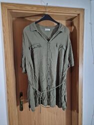 Ulla Popken Oberteil Bluse Khaki Gr 62 64 Nieten Zum Binden Shirt Damen Sommer