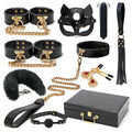 BDSM-Bondage-Kits-Echtes-Leder-Restraint-Set-Handschellen-Kragen-Sex-Spielzeug