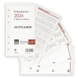 bsb Kalendarium Timer ca A6 16,8x9,5cm 1Woche 2Seiten 2024 Kalender Einlagen A6