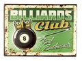Blechschild "Billard" Club Sports Bar Queue Kö Männerhöhle Man Cave 30x40cm neu
