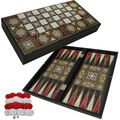 DELUXE Holz Backgammon Schach Tavla Set ORIENT im XXL Format 48x48,7 cm