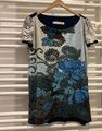 Desigual T-Shirt XL vintage, floral bedruckt dkl.blau, stein, bleu, grau