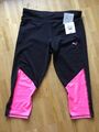 Puma Tight Damen 3/4 black-fluo flash-pink, Damen Puma Sporthose 3/4  Gr. 40 neu